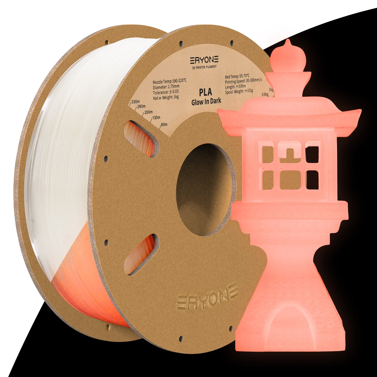 Eryone 1KG Glow In The Dark PLA Filament Premium 3D Print 1.75mm (Absorbs Sunlight or Daylight), PLA Filament Glow in The Dark