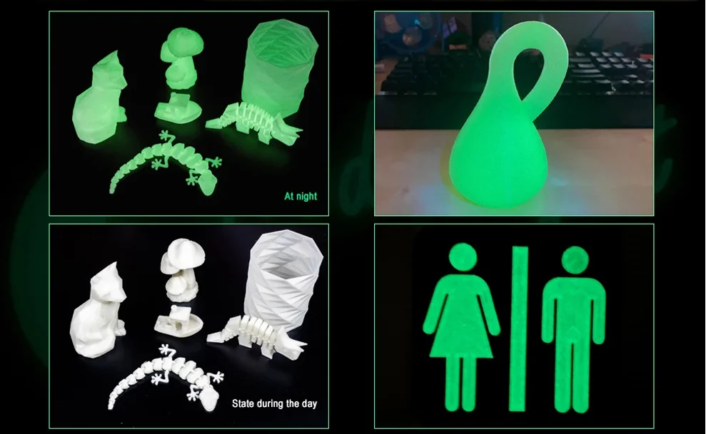 Eryone 1KG Glow In The Dark PLA Filament Premium 3D Print 1.75mm (Absorbs Sunlight or Daylight), PLA Filament Glow in The Dark