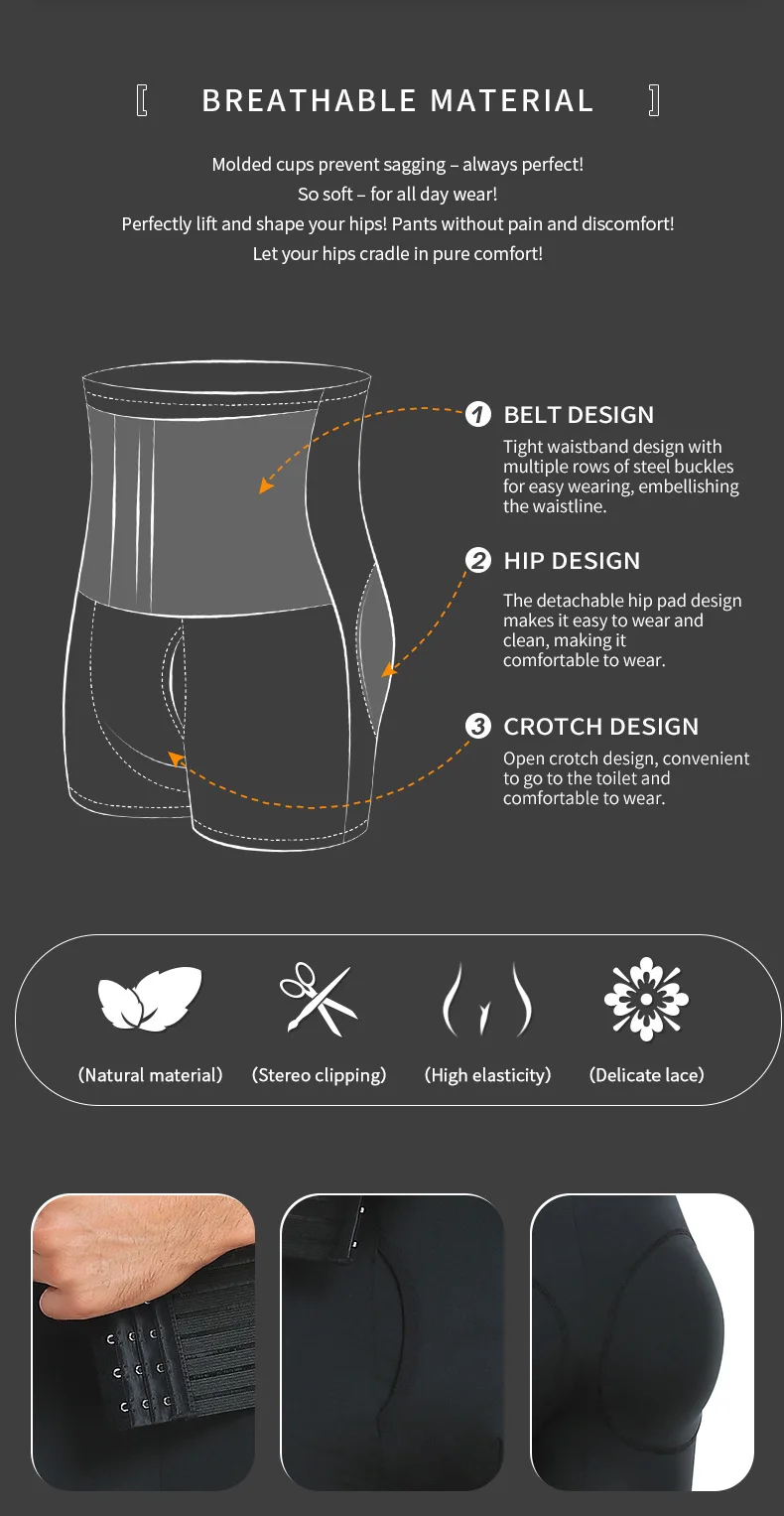 New Men Padded Boyshorts Butt Lifter High Waist Tummy Control Shorts with Buckle Hip Enhancer Compression Belly Shaper Panties