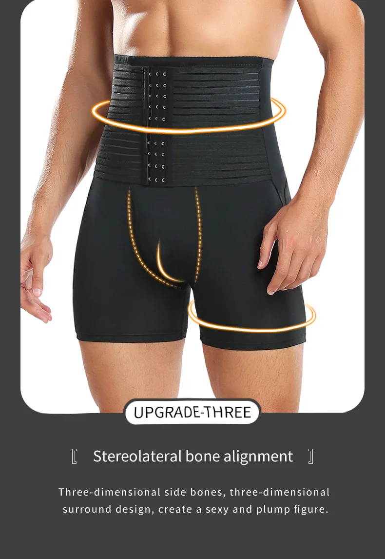 New Men Padded Boyshorts Butt Lifter High Waist Tummy Control Shorts with Buckle Hip Enhancer Compression Belly Shaper Panties
