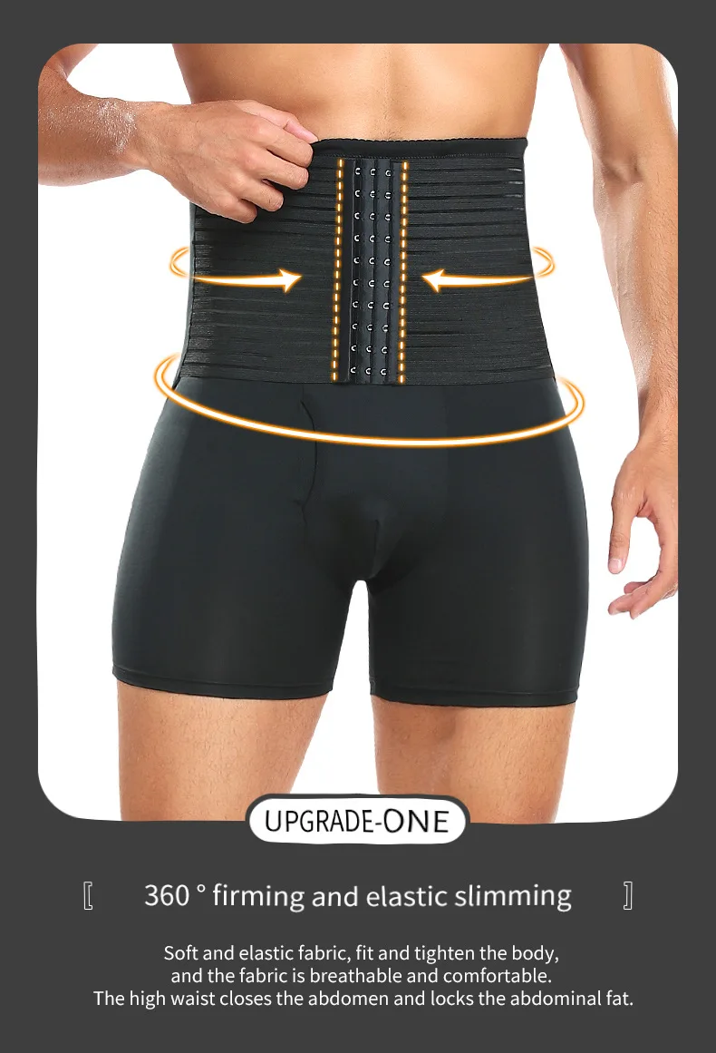 New Men Padded Boyshorts Butt Lifter High Waist Tummy Control Shorts with Buckle Hip Enhancer Compression Belly Shaper Panties