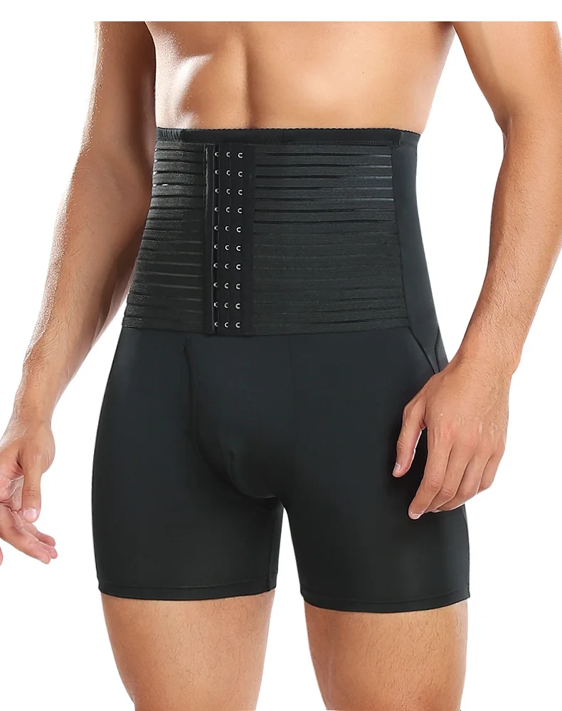 New Men Padded Boyshorts Butt Lifter High Waist Tummy Control Shorts with Buckle Hip Enhancer Compression Belly Shaper Panties