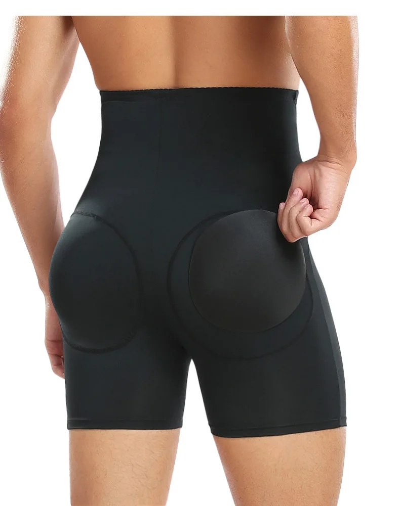 New Men Padded Boyshorts Butt Lifter High Waist Tummy Control Shorts with Buckle Hip Enhancer Compression Belly Shaper Panties