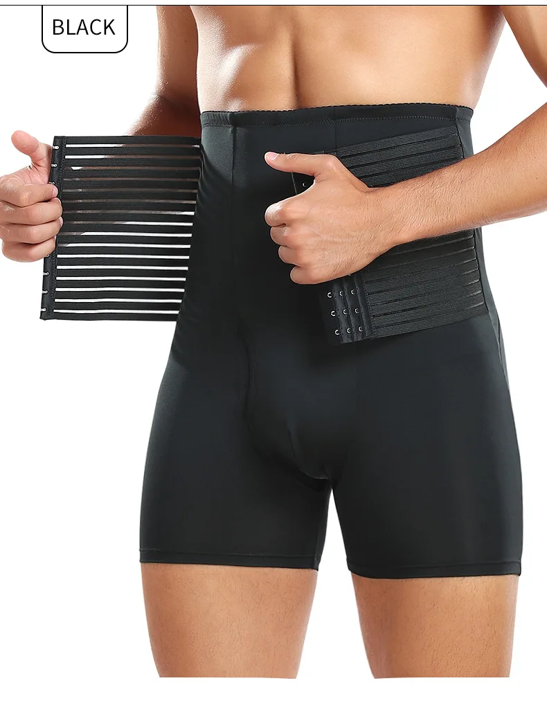 New Men Padded Boyshorts Butt Lifter High Waist Tummy Control Shorts with Buckle Hip Enhancer Compression Belly Shaper Panties