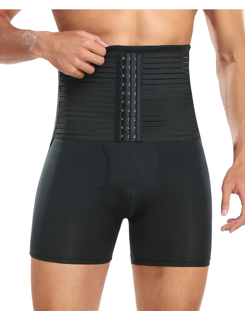 New Men Padded Boyshorts Butt Lifter High Waist Tummy Control Shorts with Buckle Hip Enhancer Compression Belly Shaper Panties