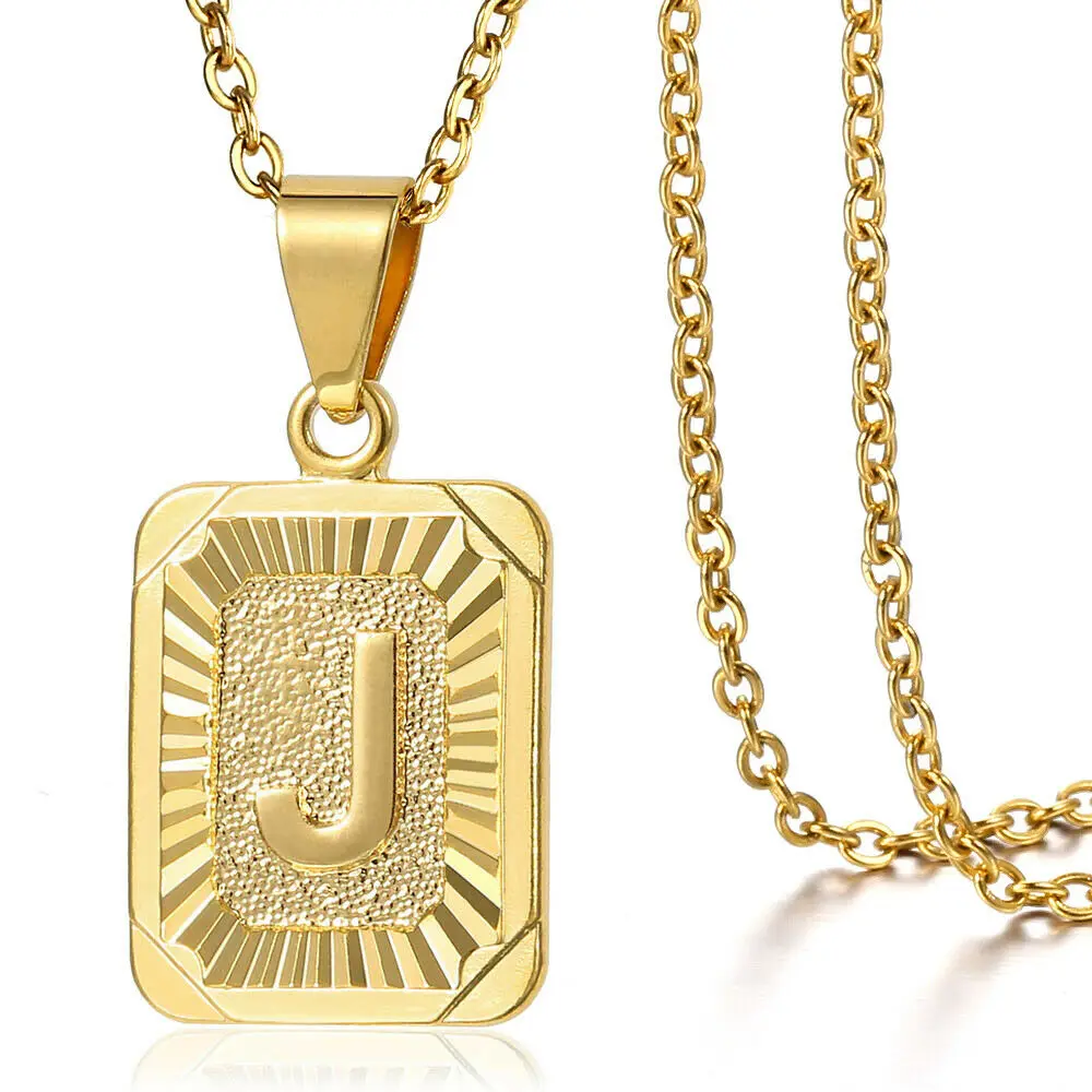 Trendy Gold Color A-Z Letters Pendant Necklace For Women Men Name Choker Stainless Steel Multi Chains 18inch Dropshipping