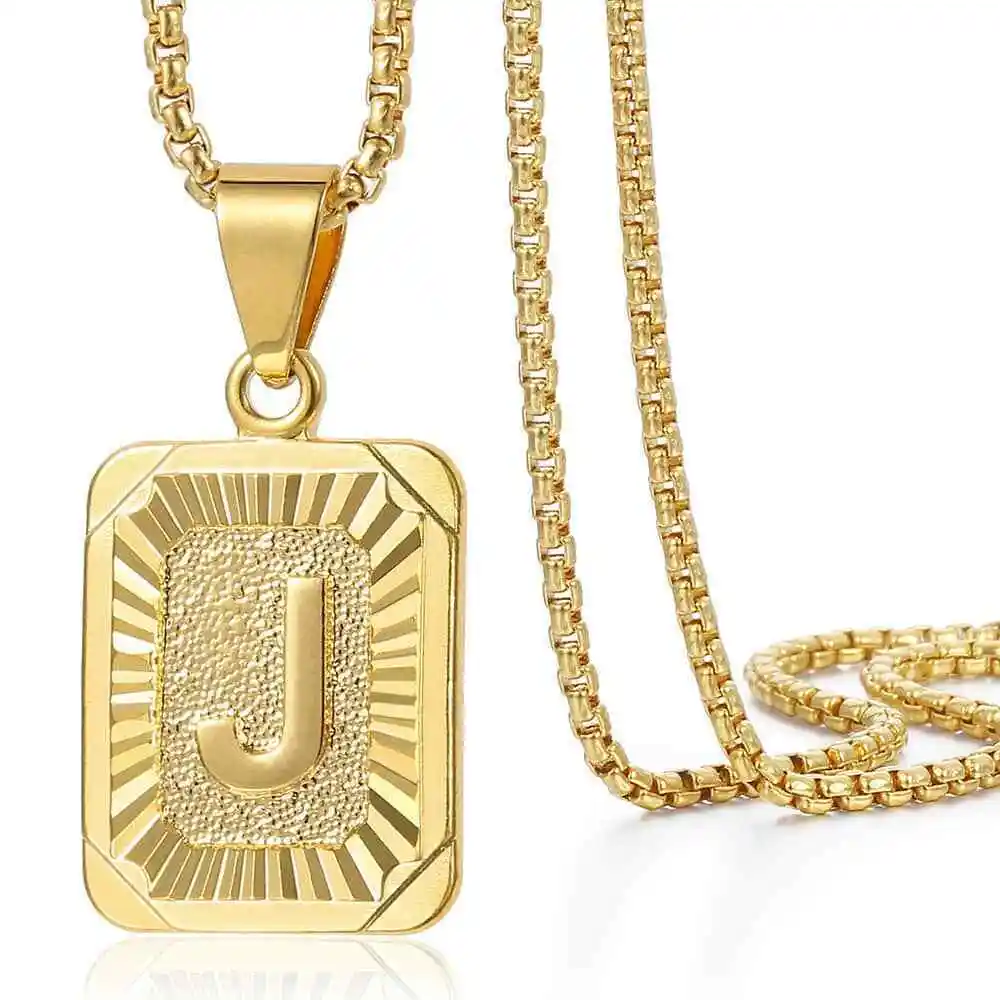 Trendy Gold Color A-Z Letters Pendant Necklace For Women Men Name Choker Stainless Steel Multi Chains 18inch Dropshipping