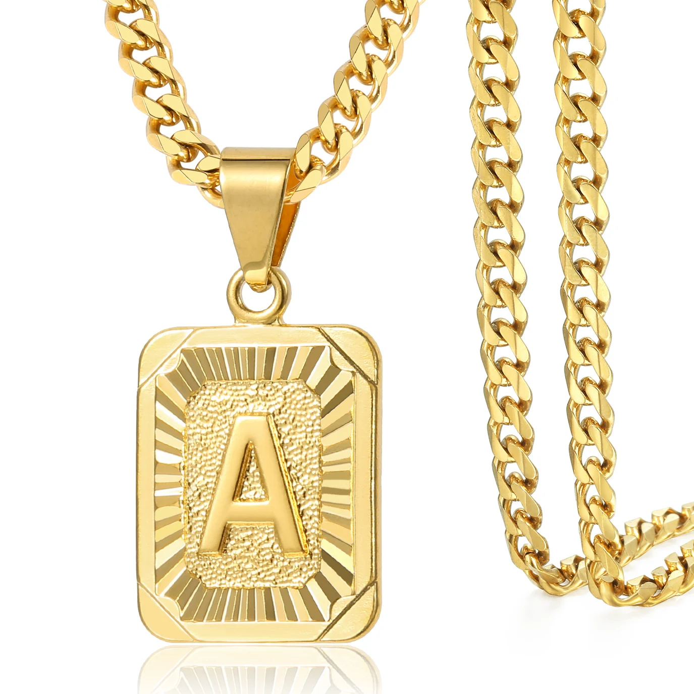 Trendy Gold Color A-Z Letters Pendant Necklace For Women Men Name Choker Stainless Steel Multi Chains 18inch Dropshipping