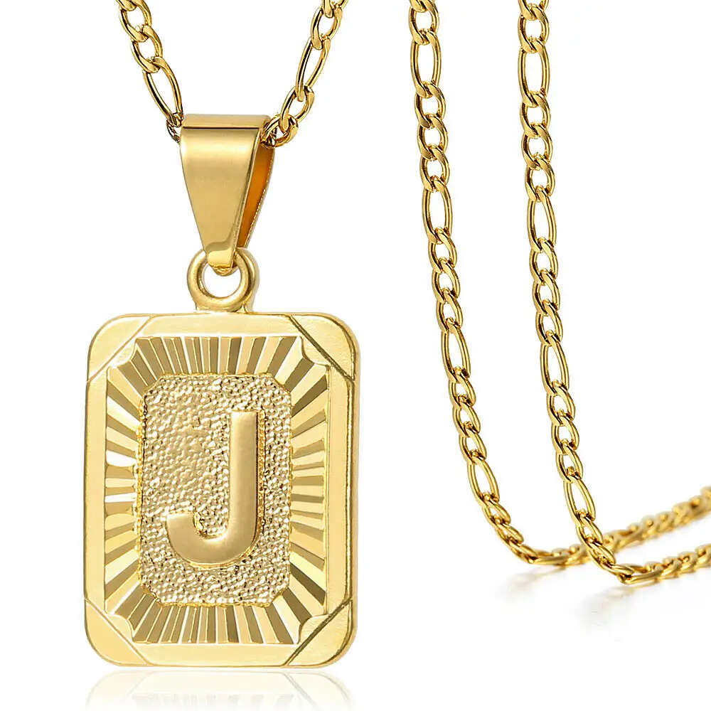 Trendy Gold Color A-Z Letters Pendant Necklace For Women Men Name Choker Stainless Steel Multi Chains 18inch Dropshipping