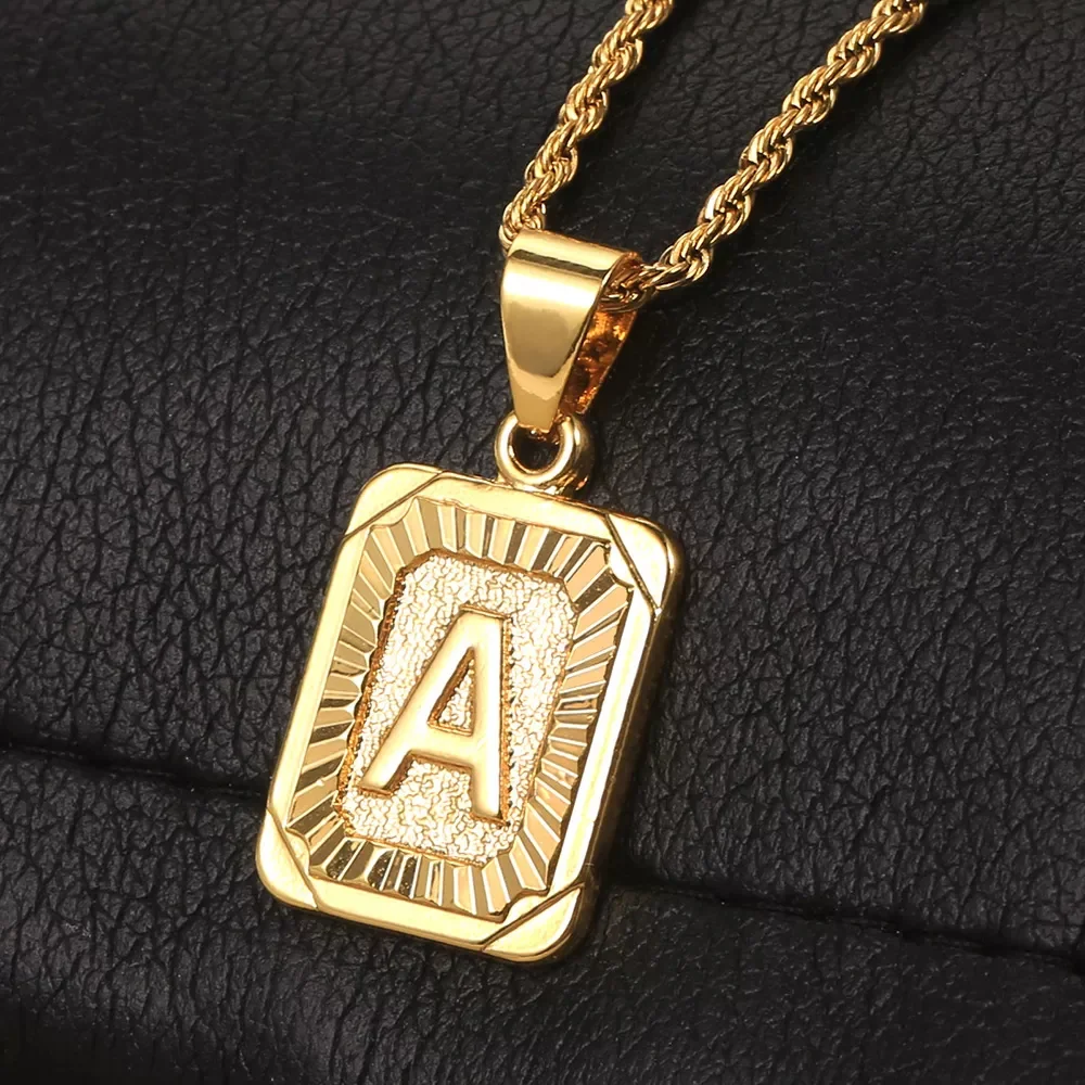 Trendy Gold Color A-Z Letters Pendant Necklace For Women Men Name Choker Stainless Steel Multi Chains 18inch Dropshipping