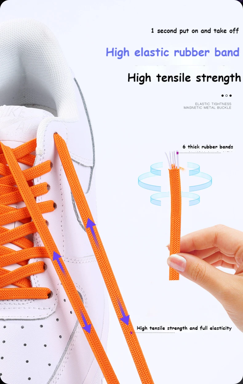 New Magnetic Lock Shoelaces Elastic No tie Shoe laces Rainbow Sneakers Laces Kids Adult Lazy Shoelace One Size Fits All Shoes