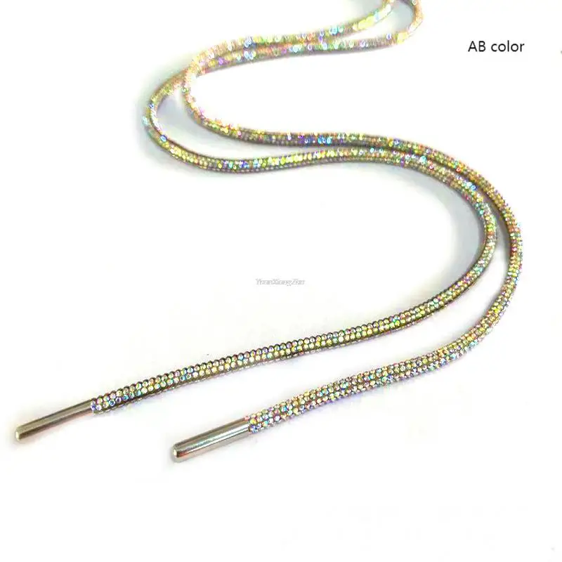 Luxury Rhinestone Shoelaces Rainbow Diamond Shoe laces Sneakers Laces Shoes Round Shoelace 100/120/140/160CM 1Pcs DIY Strings