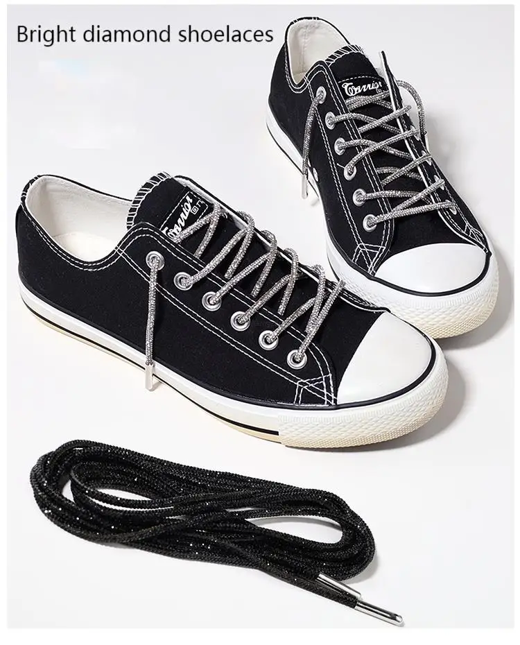 Luxury Rhinestone Shoelaces Rainbow Diamond Shoe laces Sneakers Laces Shoes Round Shoelace 100/120/140/160CM 1Pcs DIY Strings