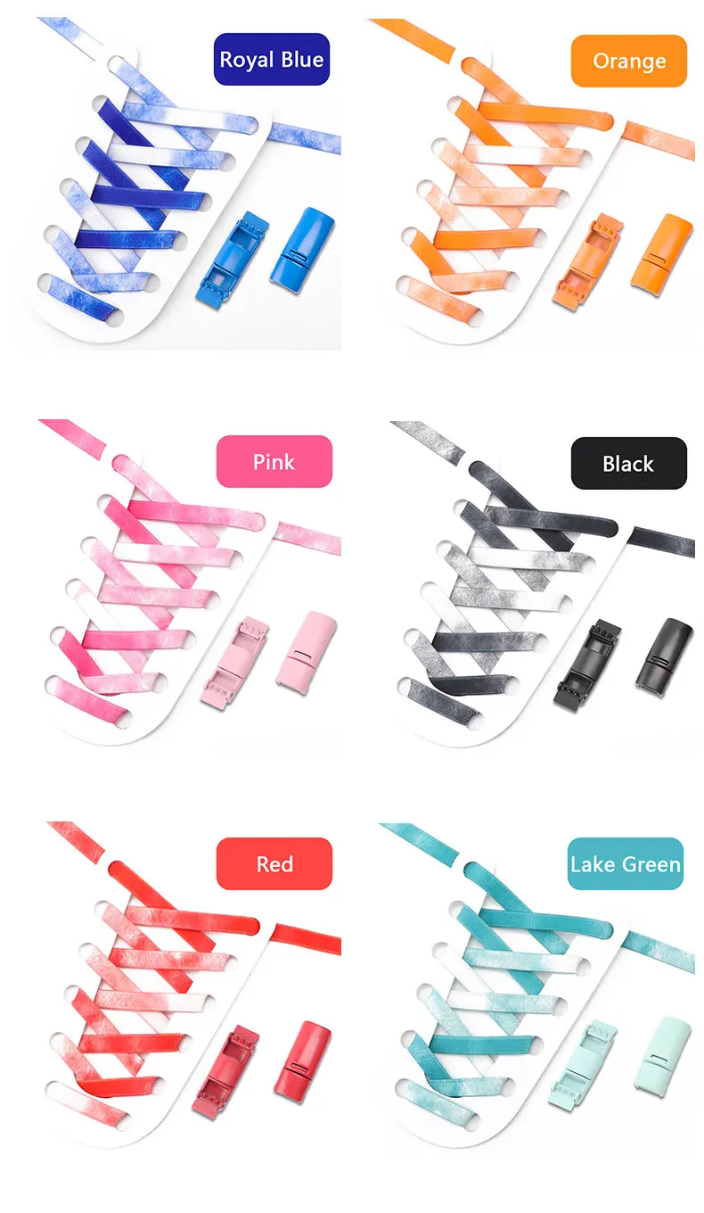 Rainbow Magnetic Lock Shoelaces Elastic Sneaker Laces Adults Kids 8MM Wide Flats Rubber No Tie Shoe laces Shoe Accessories