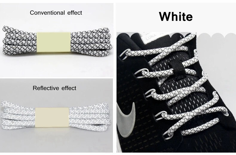1Pair 3M Reflective Shoelaces for Sneakers Shoe laces Safety reflective Shoelace Round Laces Shoes Strings 100/120/140/160cm