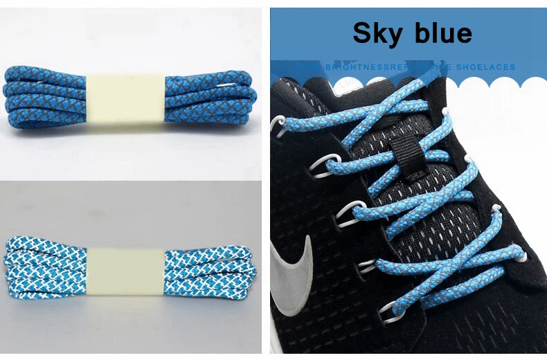 1Pair 3M Reflective Shoelaces for Sneakers Shoe laces Safety reflective Shoelace Round Laces Shoes Strings 100/120/140/160cm