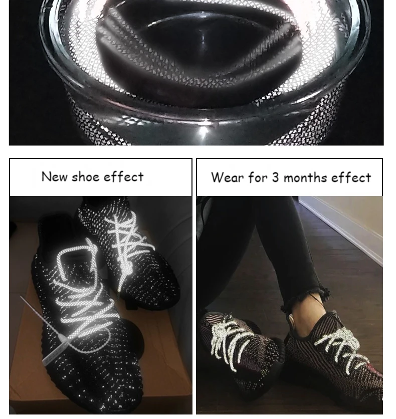 1Pair 3M Reflective Shoelaces for Sneakers Shoe laces Safety reflective Shoelace Round Laces Shoes Strings 100/120/140/160cm