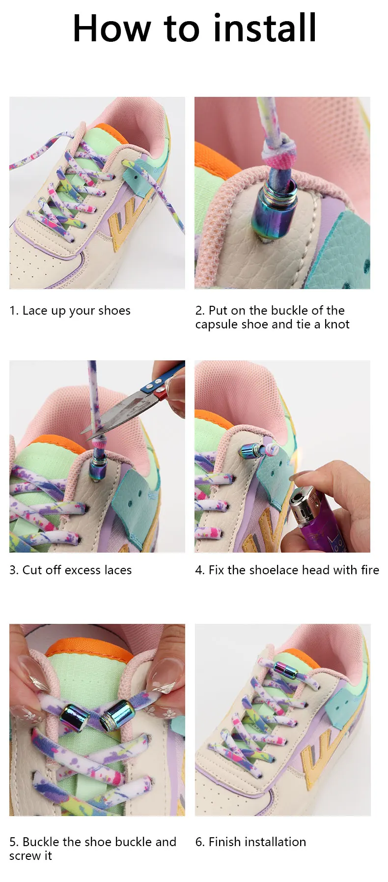 New Colorful Elastic laces Sneakers No tie Shoelace for Running Round Tennis Shoelaces without ties Kids Adult Shoes Accessories
