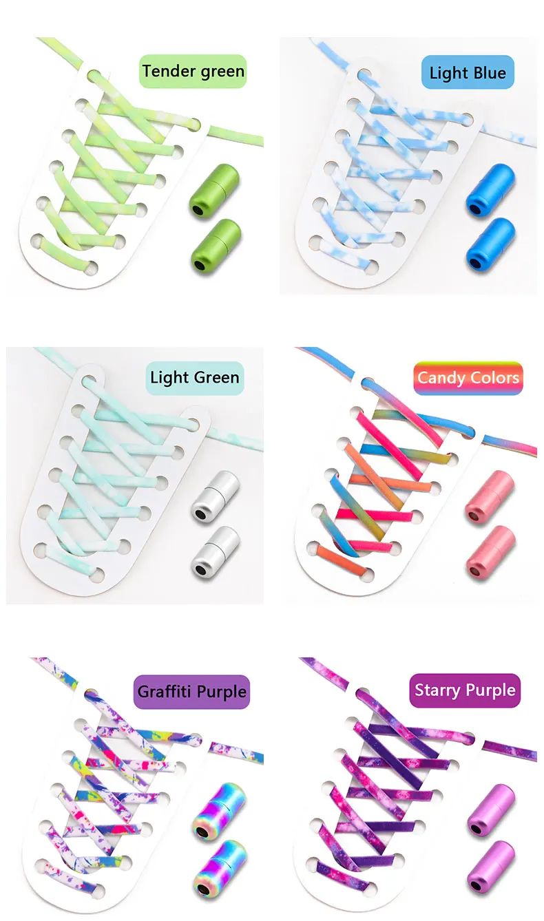 New Colorful Elastic laces Sneakers No tie Shoelace for Running Round Tennis Shoelaces without ties Kids Adult Shoes Accessories