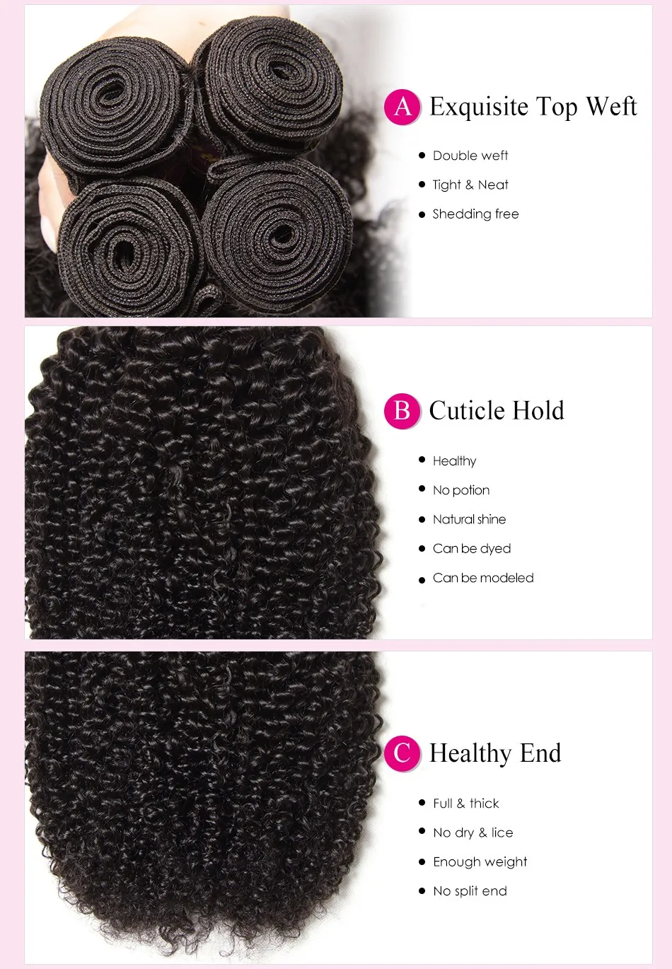 UNice Hair Virgin Human Hair Bundles Burmese Curly Hair 3 Bundles 100% Human Hair Extension Natural Color Hair Weaves 8-26Inch