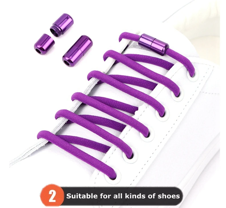No Tie Shoelaces Semicircle Elastic Shoe Laces Kids and Adult Metal Lock Sneakers Shoelace Boot Lazy Laces Shoe Strings