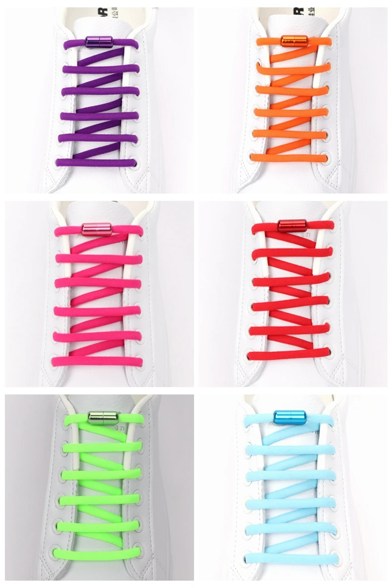 No Tie Shoelaces Semicircle Elastic Shoe Laces Kids and Adult Metal Lock Sneakers Shoelace Boot Lazy Laces Shoe Strings