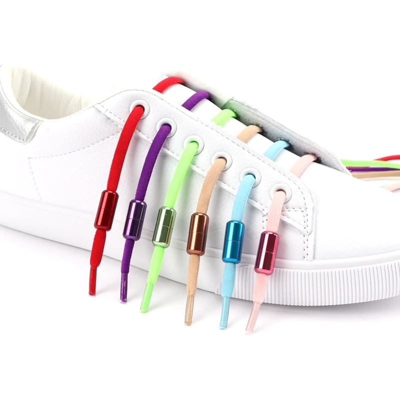 No Tie Shoelaces Semicircle Elastic Shoe Laces Kids and Adult Metal Lock Sneakers Shoelace Boot Lazy Laces Shoe Strings