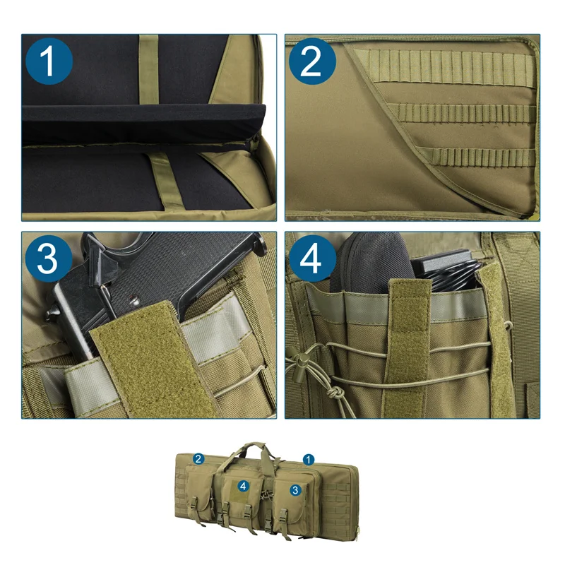 LQARMY 81 97 106 122cm Tactical Gun Bag Double Rifle Case Molle Rifle Bag Sniper Airsoft Gun Case Backpack Hunting Gun Holster
