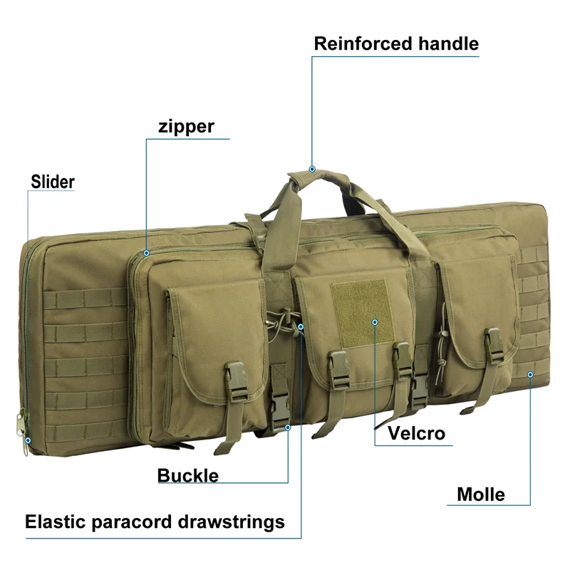 LQARMY 81 97 106 122cm Tactical Gun Bag Double Rifle Case Molle Rifle Bag Sniper Airsoft Gun Case Backpack Hunting Gun Holster