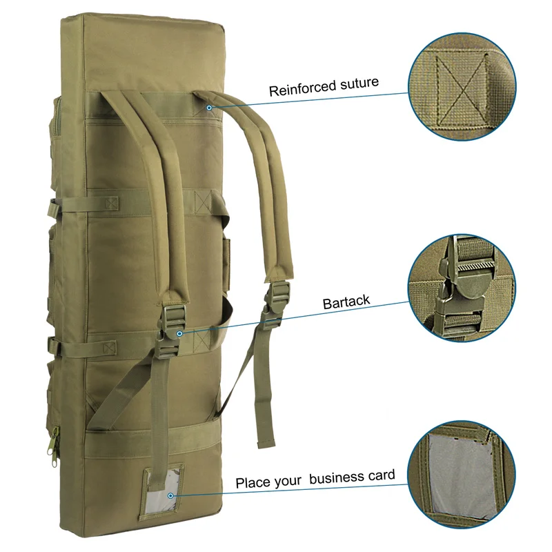 LQARMY 81 97 106 122cm Tactical Gun Bag Double Rifle Case Molle Rifle Bag Sniper Airsoft Gun Case Backpack Hunting Gun Holster