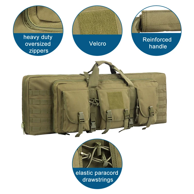 LQARMY 81 97 106 122cm Tactical Gun Bag Double Rifle Case Molle Rifle Bag Sniper Airsoft Gun Case Backpack Hunting Gun Holster