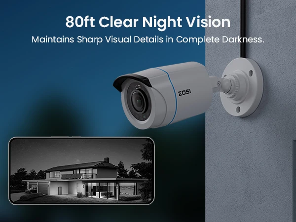 ZOSI HD 1080P 2MP H.265 4-in-1 CCTV Video Home Security IR Night Vision Weatherproof Bullet Camera for Surveillance System