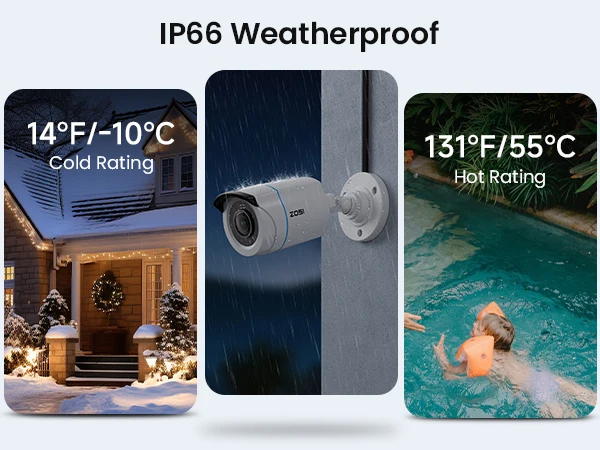 ZOSI HD 1080P 2MP H.265 4-in-1 CCTV Video Home Security IR Night Vision Weatherproof Bullet Camera for Surveillance System
