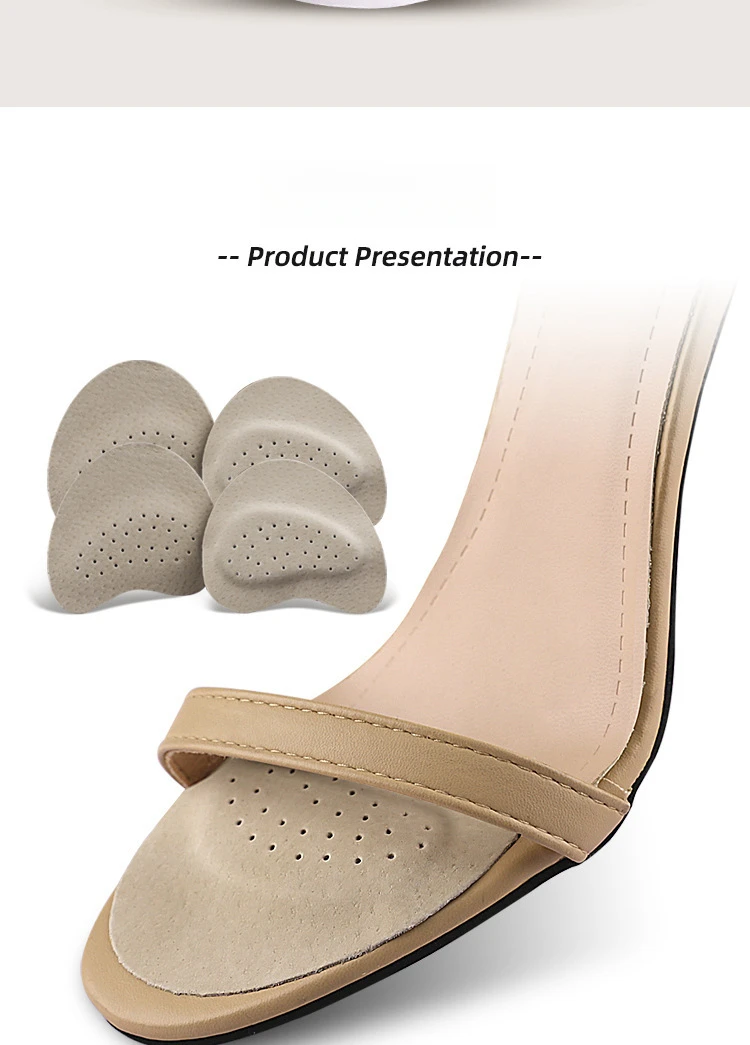 Heels Feet Pads Comfortable leather insoles Half Insoles Women Shoes Pads Foot Care Products Sandals Forefoot Non-slip Cushion