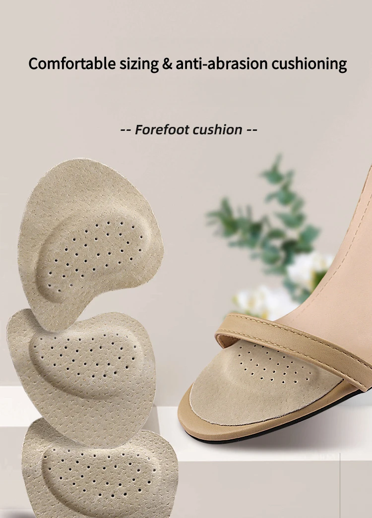 Heels Feet Pads Comfortable leather insoles Half Insoles Women Shoes Pads Foot Care Products Sandals Forefoot Non-slip Cushion