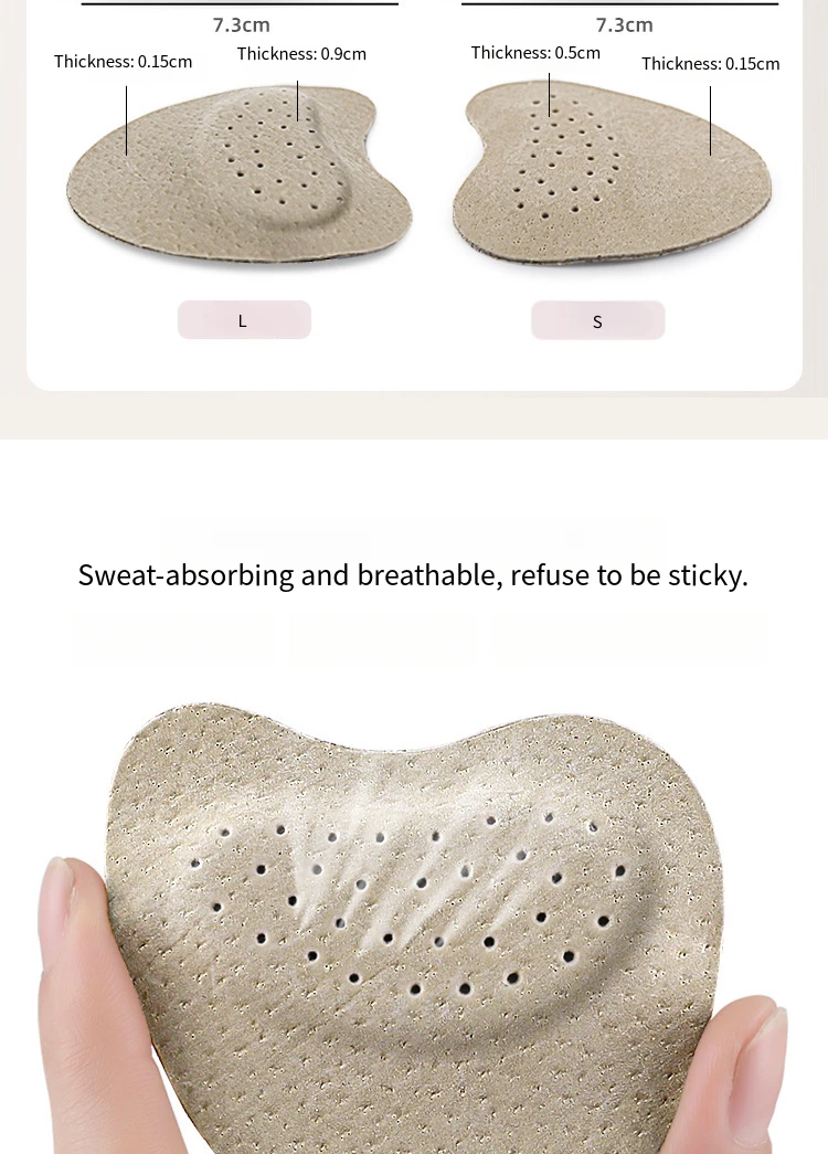 Heels Feet Pads Comfortable leather insoles Half Insoles Women Shoes Pads Foot Care Products Sandals Forefoot Non-slip Cushion