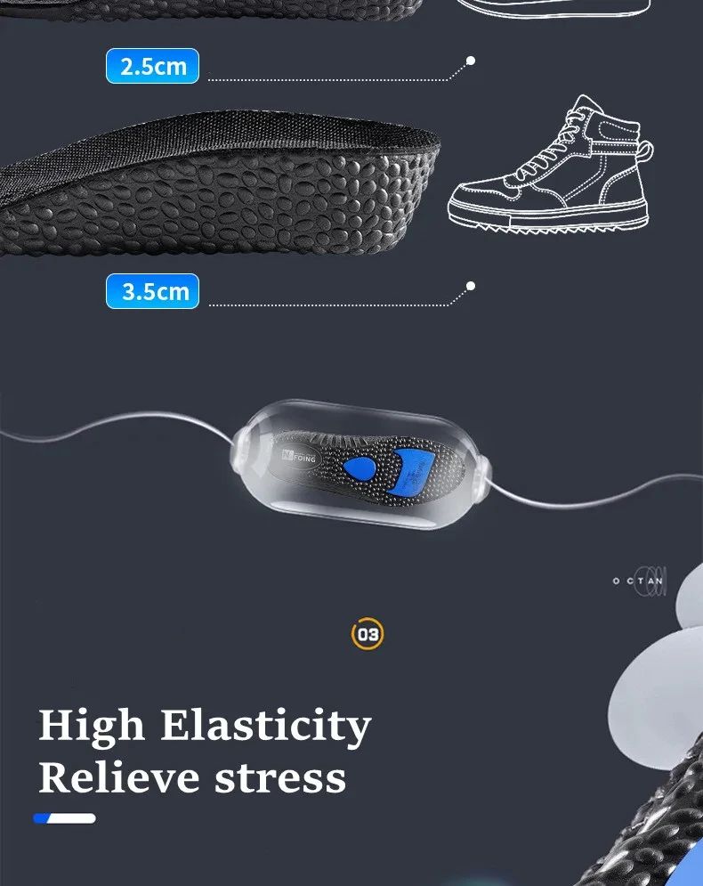 1Pair EVA Sports Shock Absorption Shoes Insole for Feet Height Increase Insoles Men Women Arch Support Orthopedic Shoe Pads