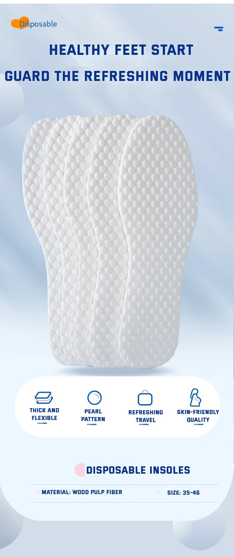 5Pair/Pack Nature Wood Pulp Insole Disposable Insoles Men Woman Thin Sports Shoes Sole Breathable Sweat Soft Comfort Shoe Pads
