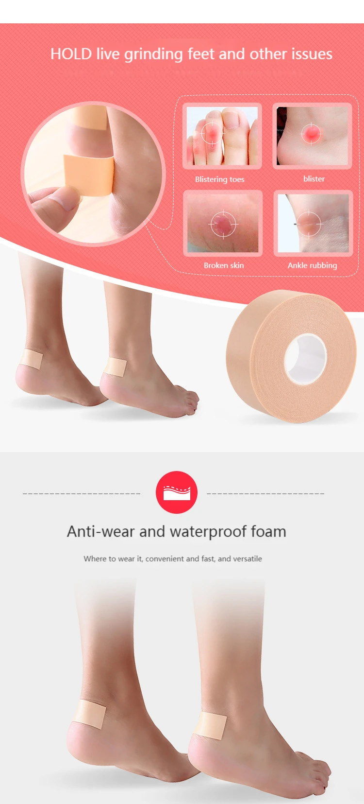 5M Silicone Gel Heel Cushion Protector Foot Feet Care Women Shoe Pads Insert Insole Sticker Useful Heel Protector Cushion Tapes
