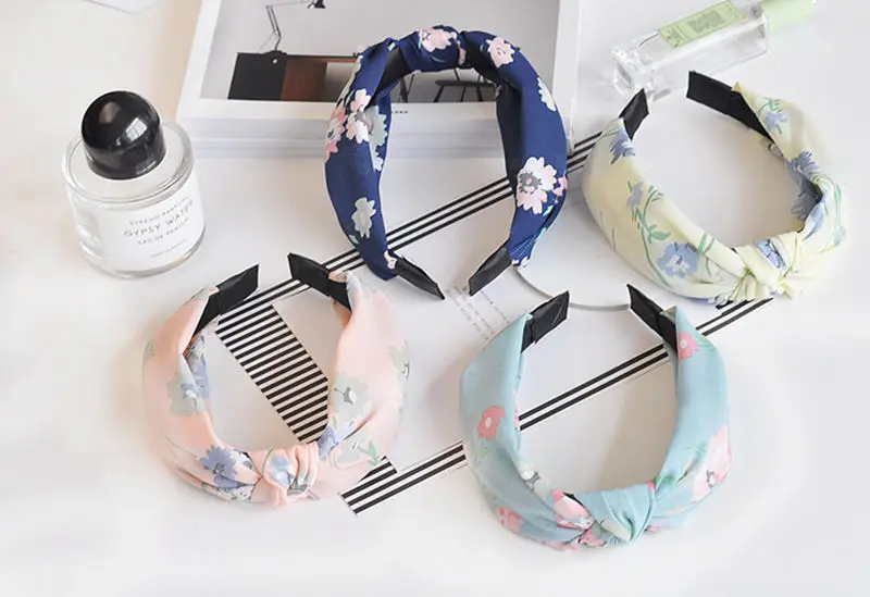 New Head Hoop Top Knot Hairband Turban Fashion Elastic Hair Bezel Headband For Women Girls printing Headdress Hair Accessories
