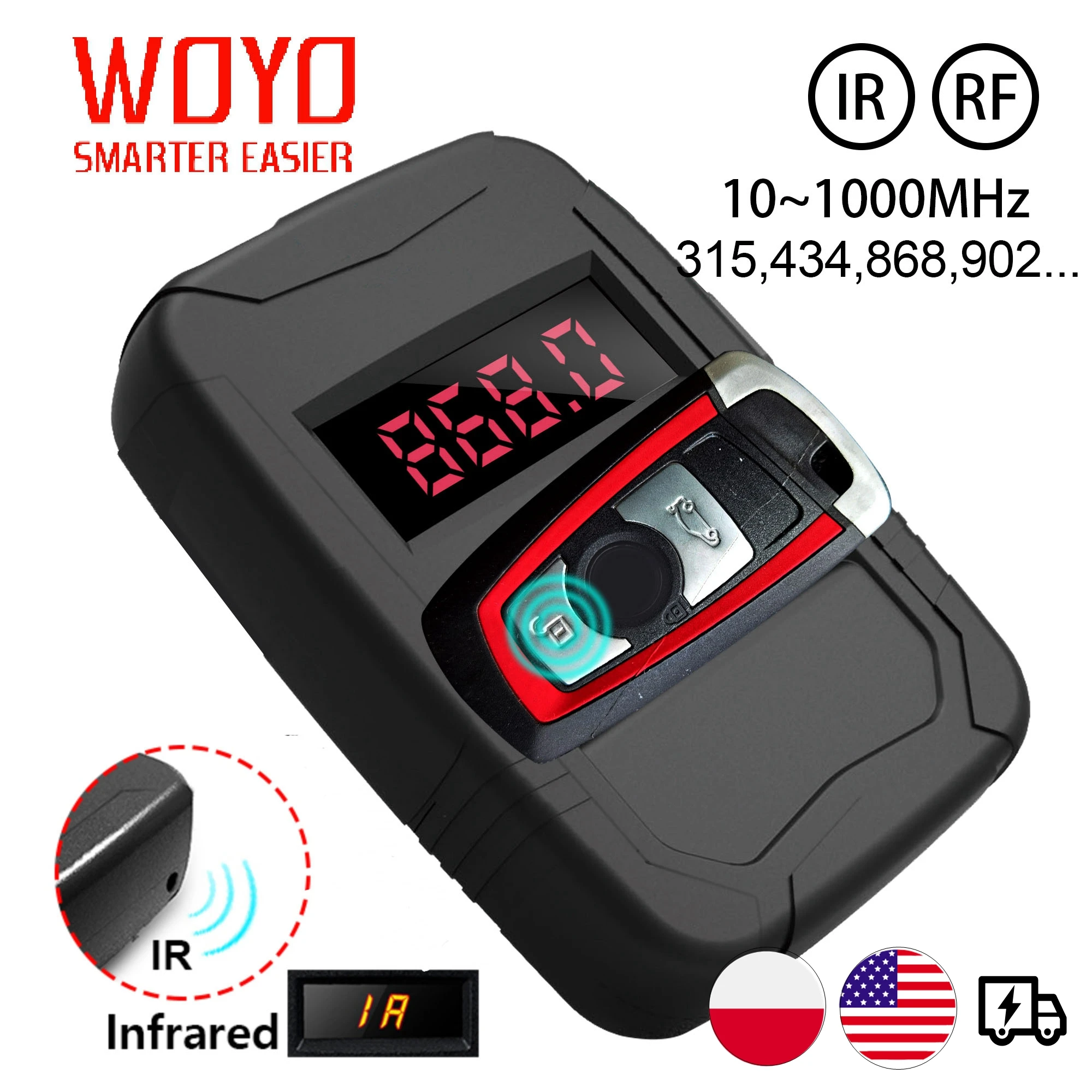 WOYO 10-1000MHZ Digital Frequency Counter Car Key 315, 434 Frequency Tester Door Remote Frequency Meter Remote Control Copier