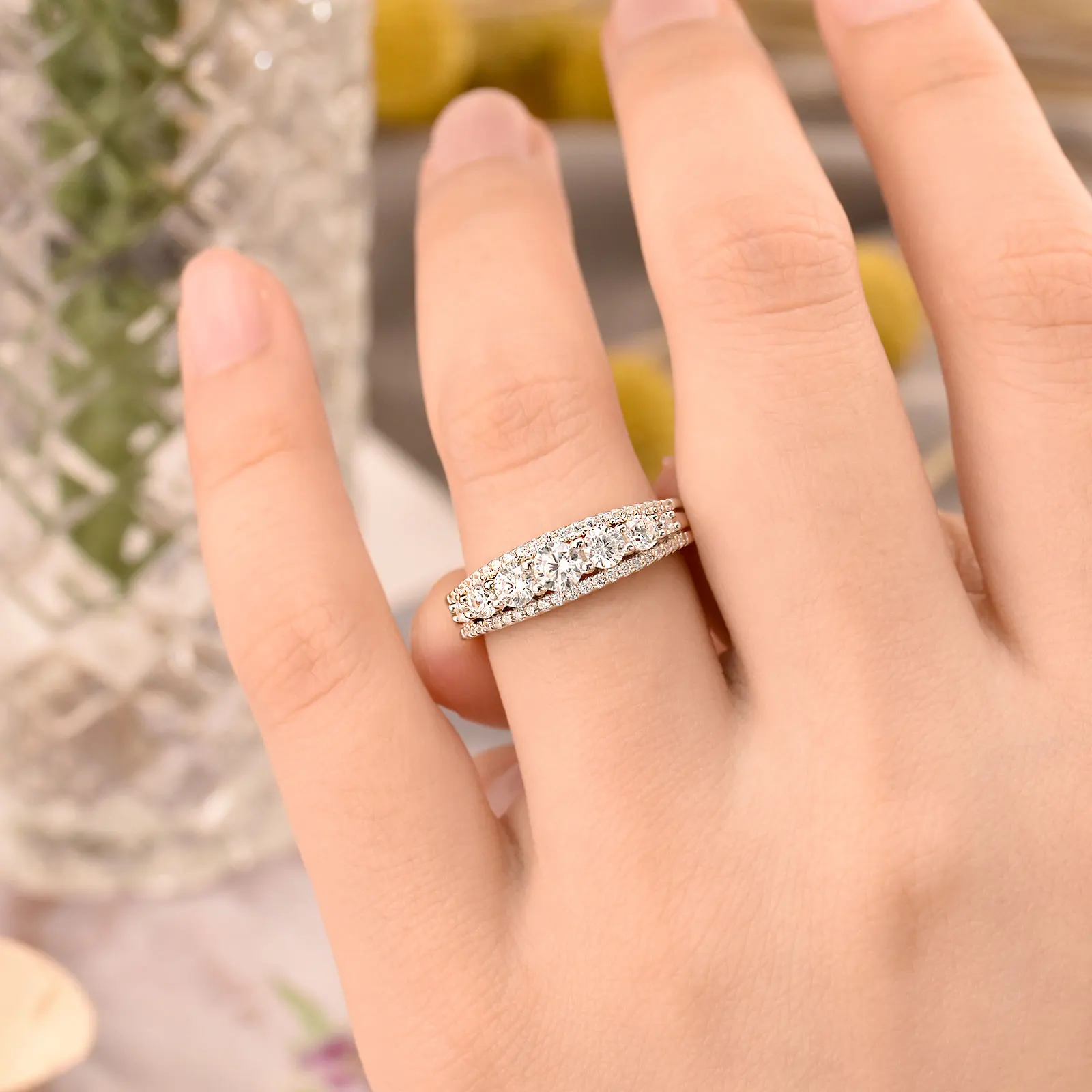 Newshe 925 Sterling Silver Eternity Ring Wedding Band for Women 1.1ct Round White AAAAA Cz Size 4-10