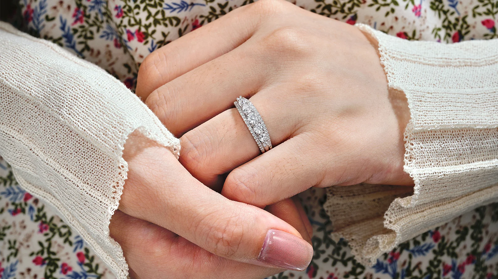 Newshe 925 Sterling Silver Eternity Ring Wedding Band for Women 1.1ct Round White AAAAA Cz Size 4-10