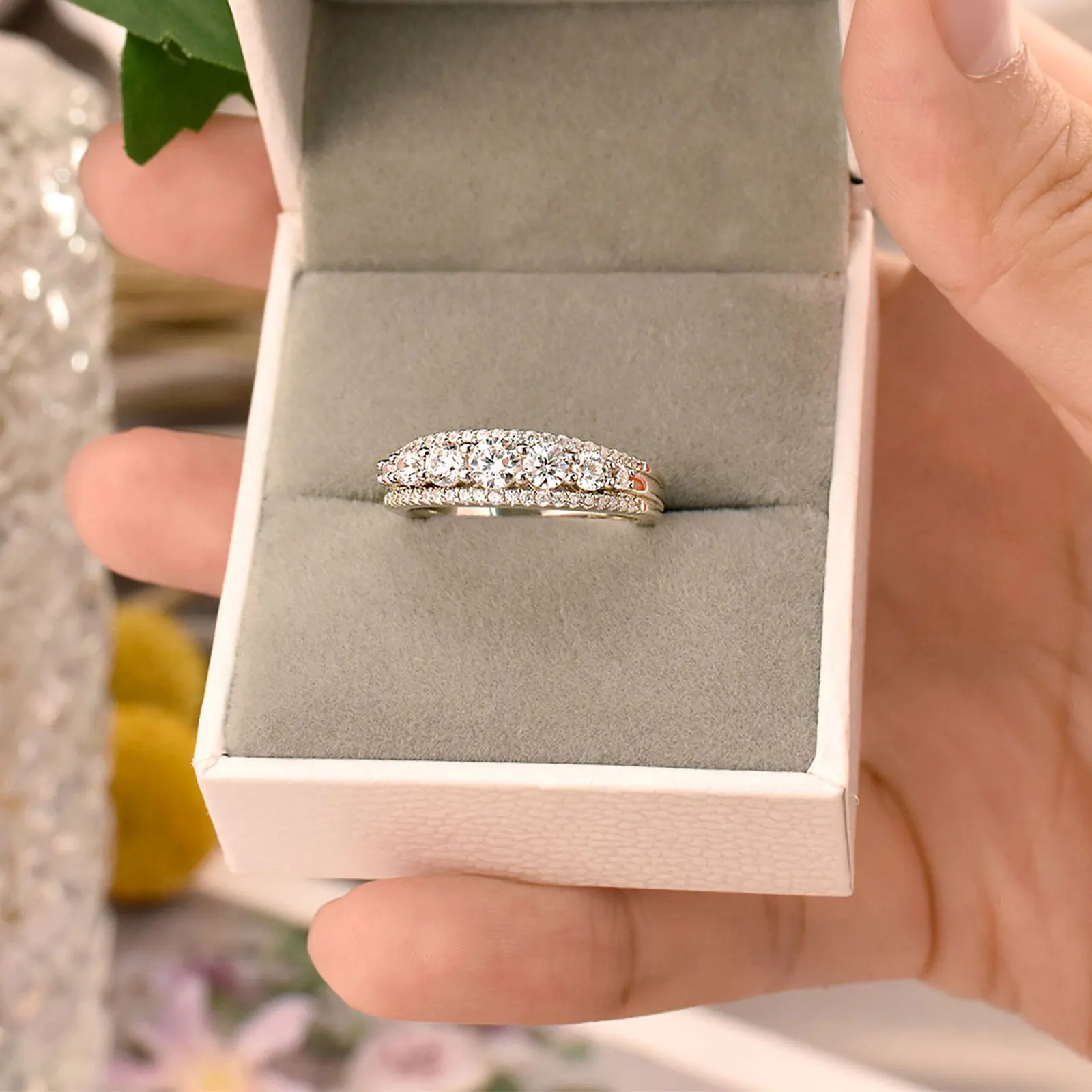 Newshe 925 Sterling Silver Eternity Ring Wedding Band for Women 1.1ct Round White AAAAA Cz Size 4-10