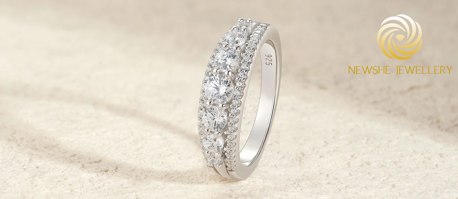 Newshe 925 Sterling Silver Eternity Ring Wedding Band for Women 1.1ct Round White AAAAA Cz Size 4-10