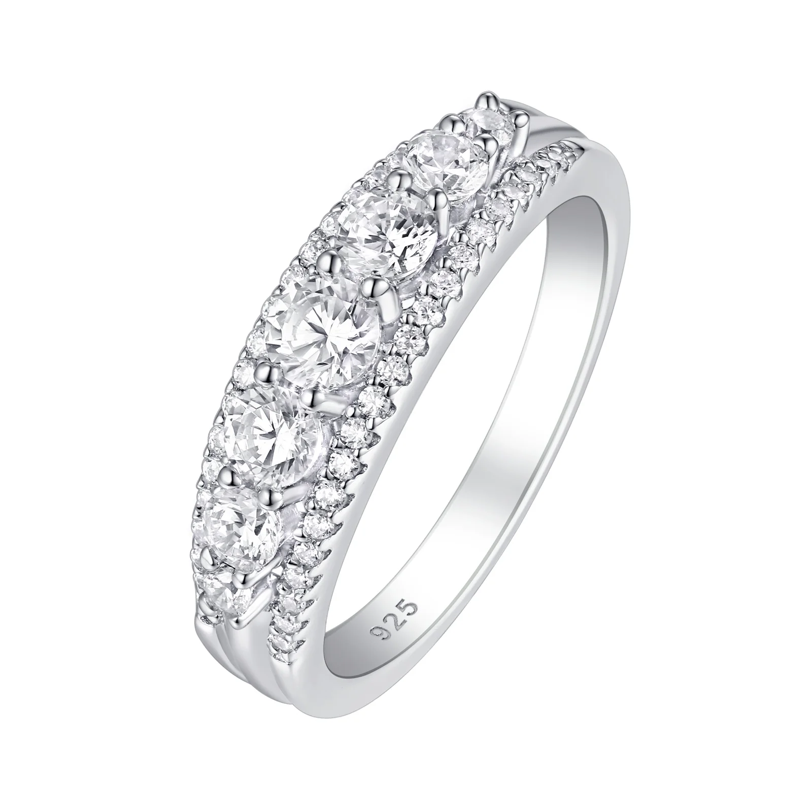 Newshe 925 Sterling Silver Eternity Ring Wedding Band for Women 1.1ct Round White AAAAA Cz Size 4-10