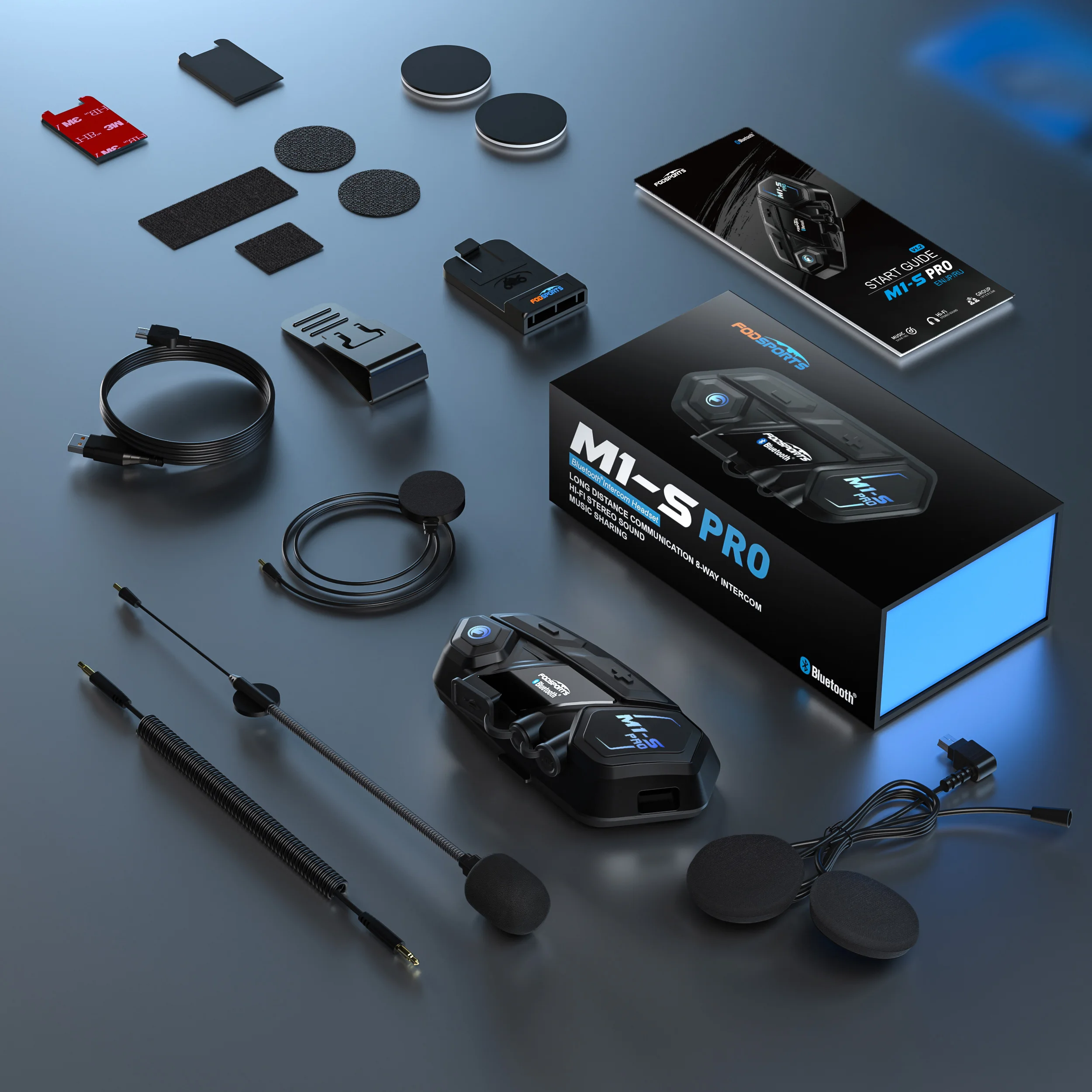 Fodsports M1-S Pro Motorcycle Bluetooth Intercom,Helmet Intercom Headset,8 Riders 2000M.