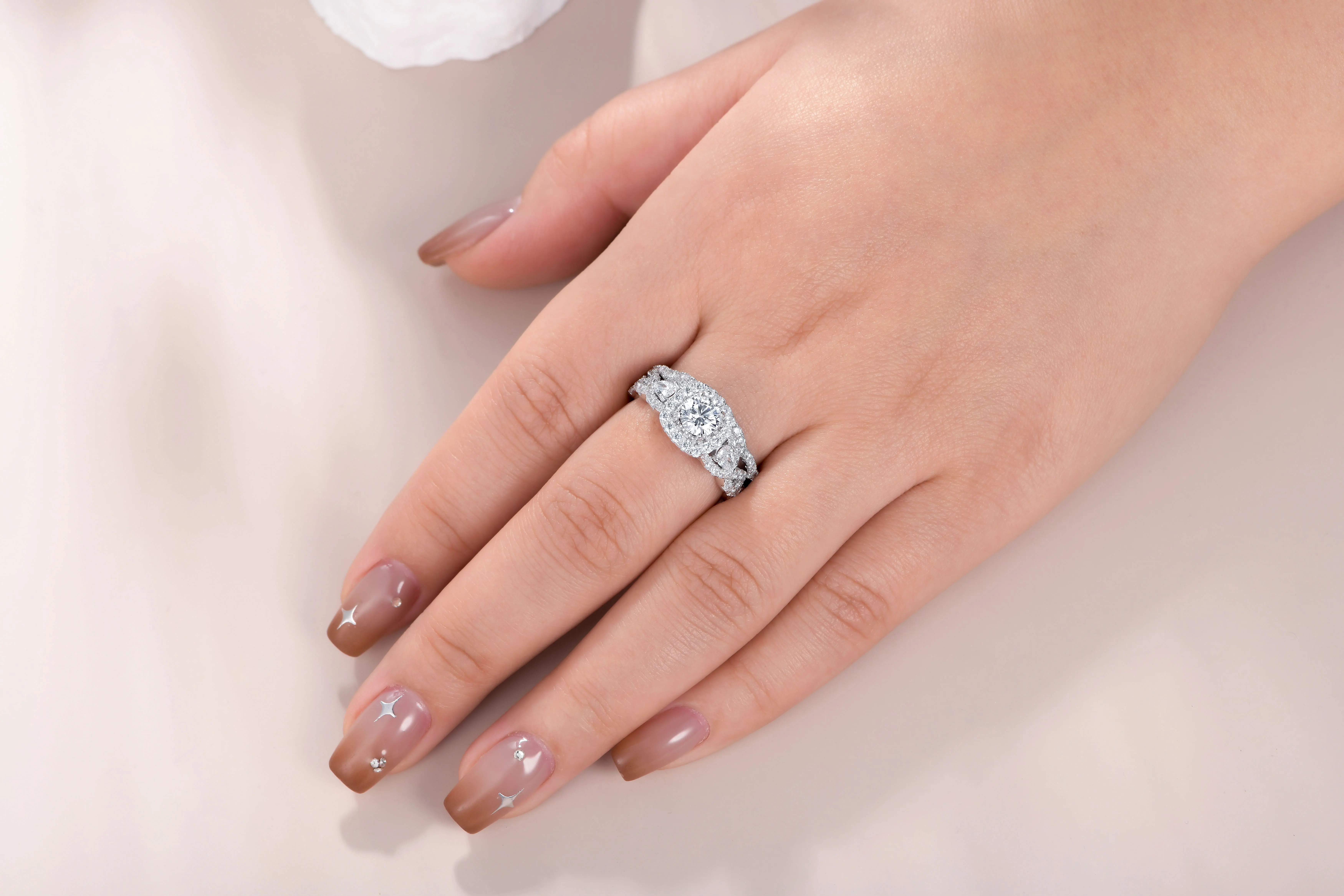 Newshe 2 Pcs Wedding Rings Set for Women 925 Sterling Silver 2.4Ct Round Pear White Cz Luxury Original Engagement Jewelry