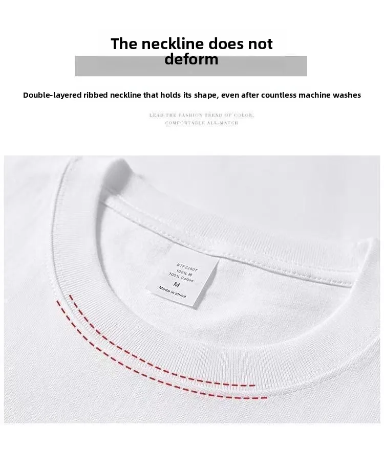 Summer Light Purple 425 grams Men T Shirt Heavy Cotton Short-sleeved T-shirt Loose Men's and Women's Casual Half-sleeves Tee