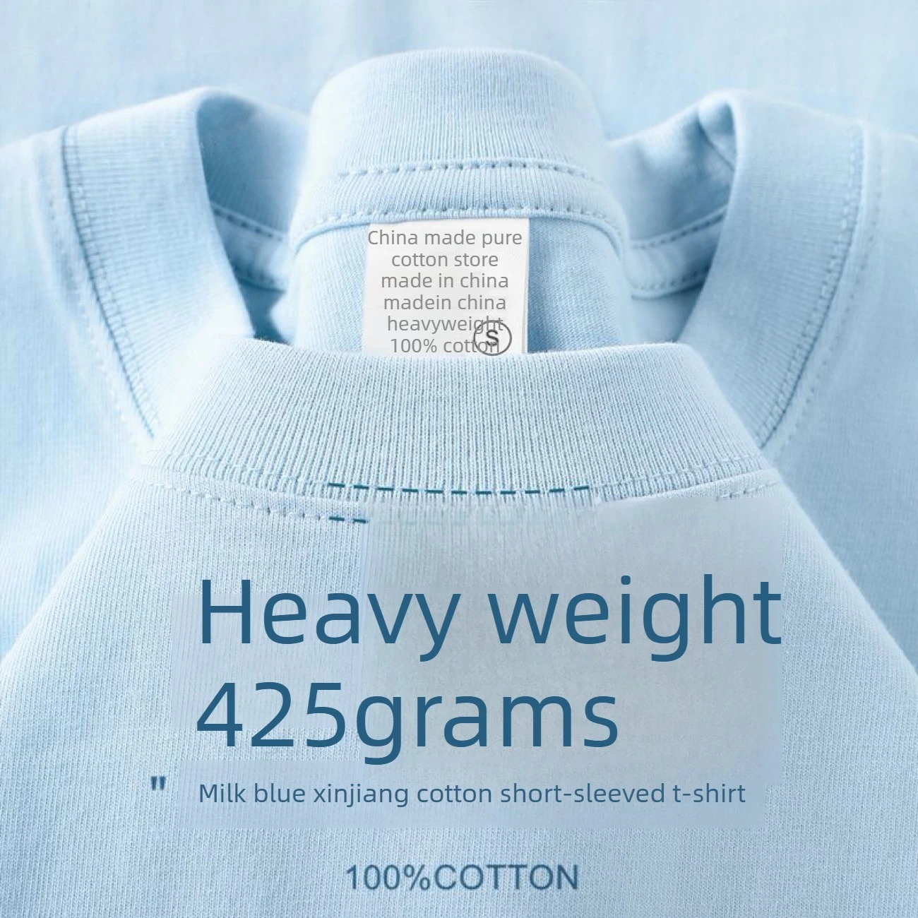 Summer Light Purple 425 grams Men T Shirt Heavy Cotton Short-sleeved T-shirt Loose Men's and Women's Casual Half-sleeves Tee